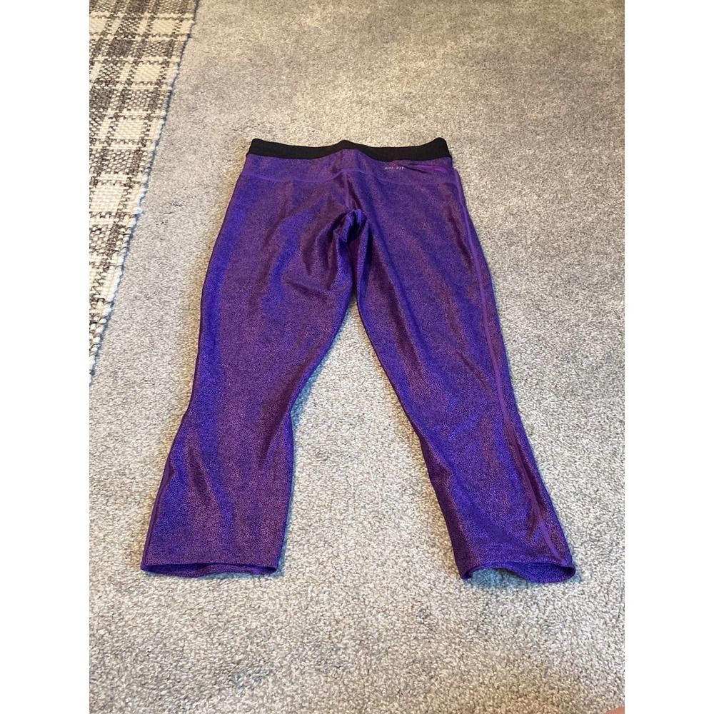 Nike Dri-FIT Just Do It Purple Space Dye Cropped Leggings Womens Medium - Picture 3 of 4